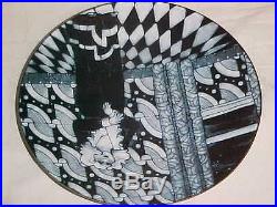 Signed Natalie Silverstein Modern Grisaille Enamel Copper Art Painting Plate Wow