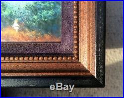 Signed Parthesius Enamel On Copper Miniature Framed Painting Girl In Forest