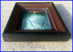 Signed Parthesius Enamel On Copper Miniature Framed Painting Girl In Forest