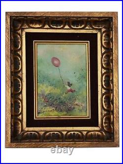 Small Signed Louis Cardin Framed Enamel Painting Copper Plate Ready to Hang Art