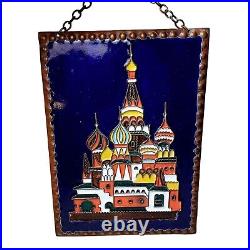 St. Basil's Cathedral Vintage Enamel Painted On Copper Plate