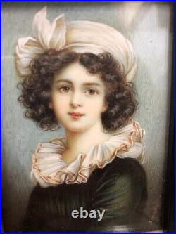 Stunning 18th Century Miniature Portrait of Artist Vigée Le Brun Enamel Signed