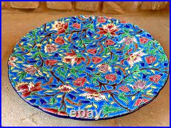 Stunning Antique Emaux de Longwy French Enamel Hand Painted Floral Plate