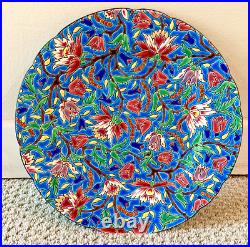 Stunning Antique Emaux de Longwy French Enamel Hand Painted Floral Plate