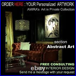 Surrealism cyber landscape abstract art painting contemporary figures gold paint