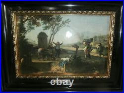 THE DWARVES by FRENCH PAINTER'M. A HOUASSE' ENAMEL PAINTING / WALL PLAQUE FRAMED