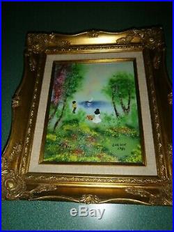 TWO Louis Cardin Enamel on Copper Art Pieces Signed Museum Quality Frame COA