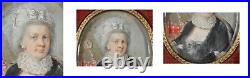 Tableau with 4 portrait miniatures of the Austrian royalties & a Coat of Arms(m)