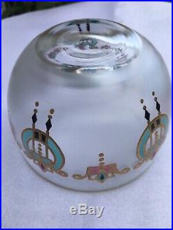 Theresienthal / Fritz Heckert / Jugendstil Style Art Glass Enamel Painted Bowl