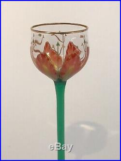 Theresienthal Meyrs Neff Art Nouveau Hand Painted Enamel Cordial Glass C. 1920