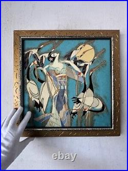 Ting Shao Kuang Vintage Chinese Modern Cubism Enamal Painting Asian Abstract
