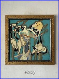 Ting Shao Kuang Vintage Chinese Modern Cubism Enamal Painting Asian Abstract