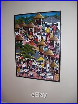 Tinga Tinga Art large 36 X 48 enamel on canvas from Tanzania, Africa