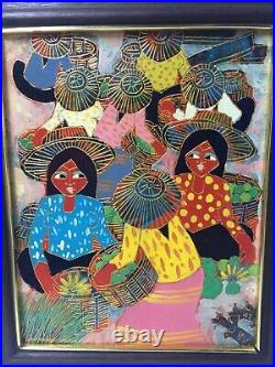 Traditional Thailand Art Painting On Board 1983 Enamel Expressionist Colourful
