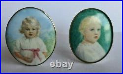 Two Early 20th Century Silver Framed Porcelain Portraits of a Child C1915