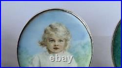 Two Early 20th Century Silver Framed Porcelain Portraits of a Child C1915
