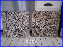 Two Original Abstract Action Paintings jackson pollock style Canvas