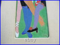 UNIQUE 1970'S ENAMEL ON COPPER PAINTING SCULPTURE MODERNISM LEGS HIGH HEELS Pop