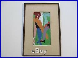 Unique 1970's Enamel On Copper Painting Sculpture Modernism Legs High Heals Pop