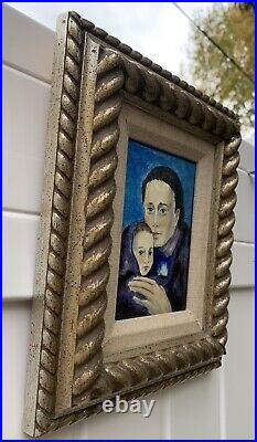 Unique Picasso/karp Mother And Son Enamel On Cooper Framed Painting