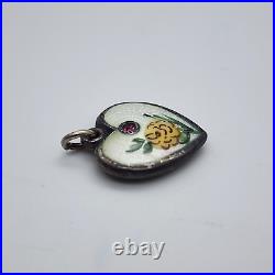 VTG Walter Lampl October Marigold Tourmaline Sterling Silver Enamel Heart Charm