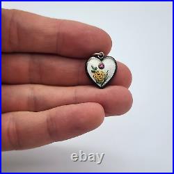 VTG Walter Lampl October Marigold Tourmaline Sterling Silver Enamel Heart Charm