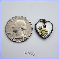 VTG Walter Lampl October Marigold Tourmaline Sterling Silver Enamel Heart Charm