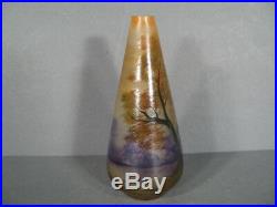 Vase New Art Period 1900 Glass Painted Enamelled Signed Leune / Glassware of