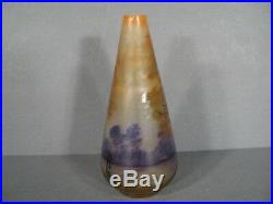 Vase New Art Period 1900 Glass Painted Enamelled Signed Leune / Glassware of