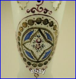 Victorian Harrach Bohemian Glass Vase Hand Cut-painted Gold-enamel Art Glass