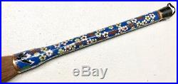 Vintage Antique Chinese Blue Cloisonné Enameled Horn Top Painting Brush Art Old