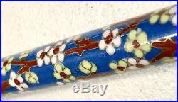 Vintage Antique Chinese Blue Cloisonné Enameled Horn Top Painting Brush Art Old