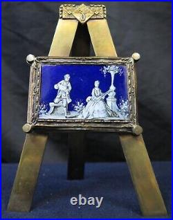 Vintage Antique Continental Enamel Painting on Stand