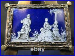 Vintage Antique Continental Enamel Painting on Stand