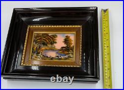 Vintage Antique Enamel Painting On Copper Signed by F. J. Carmona Limoges France