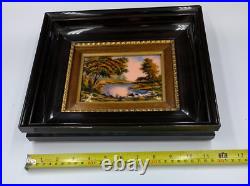 Vintage Antique Enamel Painting On Copper Signed by F. J. Carmona Limoges France