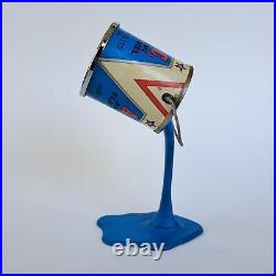 Vintage Bank Pop Art APC American Enamel Paint Can Coin Blue Frozen Moment