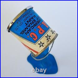 Vintage Bank Pop Art APC American Enamel Paint Can Coin Blue Frozen Moment