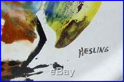 Vintage Bernard Hesling Studio Art Enamel Hand Painted Wall Plate Studio Artist