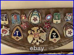 Vintage Communist Hat 2 Medal Metal Sculpture Pin Enamel Military Patches RUSSIA