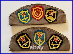 Vintage Communist Hat 2 Medal Metal Sculpture Pin Enamel Military Patches RUSSIA