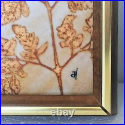 Vintage Enamel Art Wall Hanging Painting 2 pc Set 1950s Metal On Copper Signed