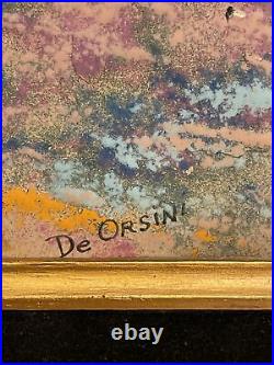 Vintage Enamel Copper Plate Framed Signed DeOrsini