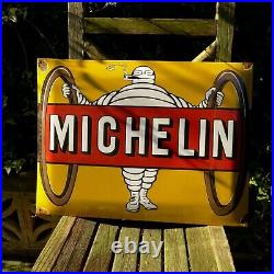 Vintage Enamel Michelin Metal Sign Painted Poster Wall Art Garage 45 cm x 60 cm