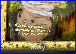 Vintage Enamel on Copper Hand Painted Seascape Limoges France Signed FJ Carmona