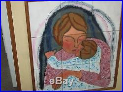 Vintage Enamel on Copper Painting Judaica Signed Tamar Lynn 9 Plaques 25 x 28