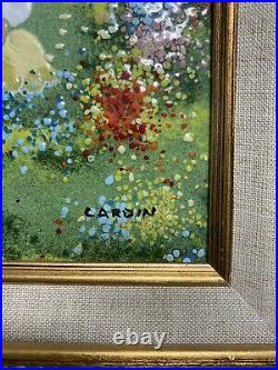 Vintage Enamel on Copper Painting by Louis Cardin Framed and Signed