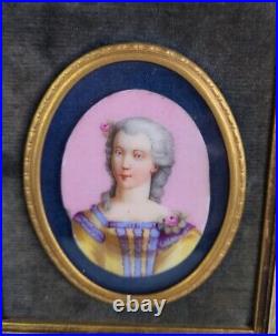 Vintage Hand Painted Enamel Framed Cameo Colonial Woman