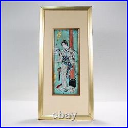 Vintage Hand Painted Enamel Plaque of a Japanese Geisha by Daphne Keskinis VR