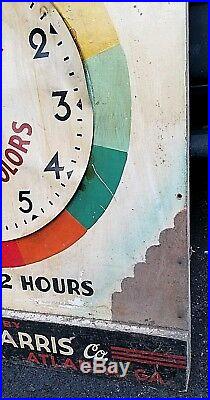 Vintage J. E. Harris Co Harris Enamel Paint Old Store Display Folk Art Clock Sign